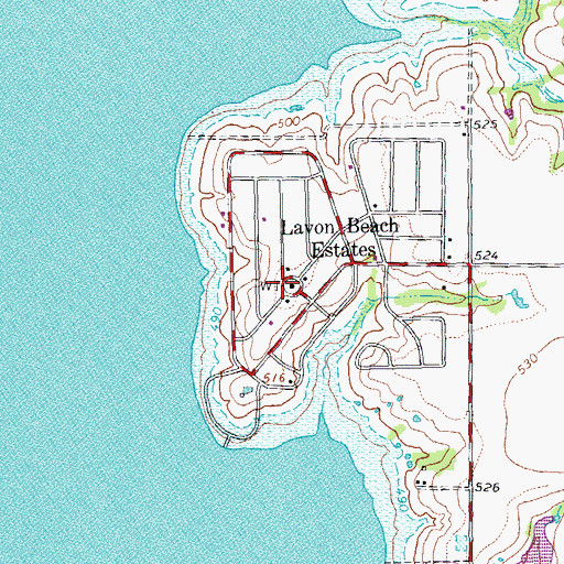 Topographic Map of Lavon Beach Estates, TX