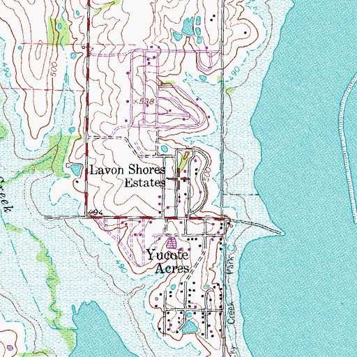 Topographic Map of Lavon Shores Estates, TX
