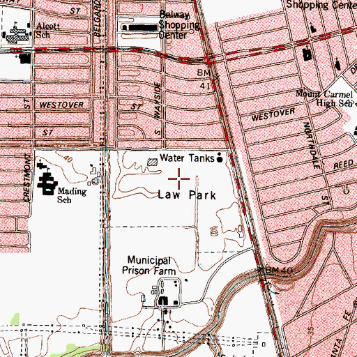 Topographic Map of Law Park, TX
