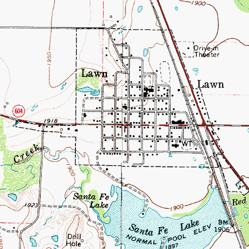 Topographic Map of Lawn, TX