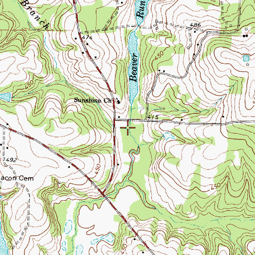 Topographic Map of Lawrence Branch, TX