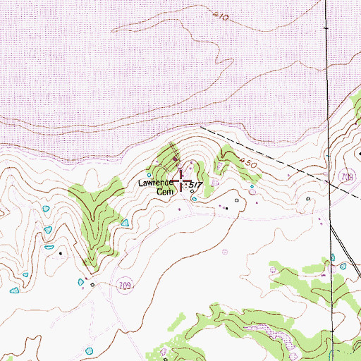 Topographic Map of Lawrence Cemetery, TX
