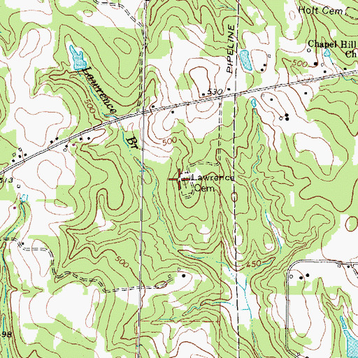 Topographic Map of Lawrence Cemetery, TX