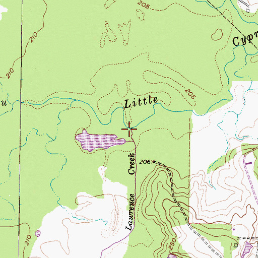Topographic Map of Lawrence Creek, TX