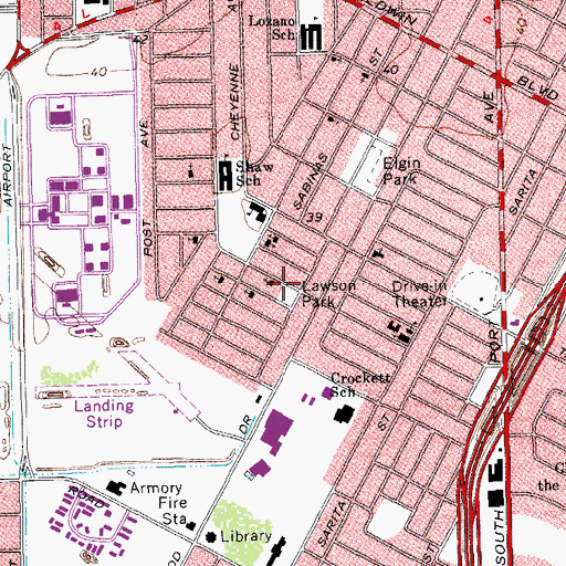 Topographic Map of Lawson Park, TX