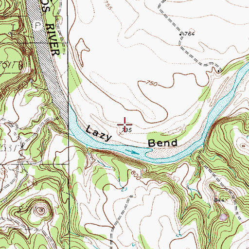 Topographic Map of Lazy Bend, TX