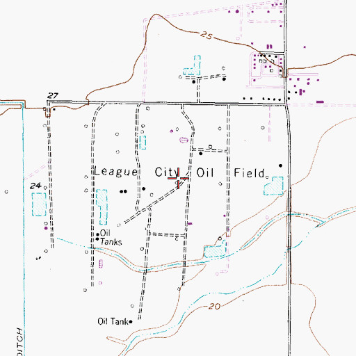 Topographic Map of League City Oil Field, TX