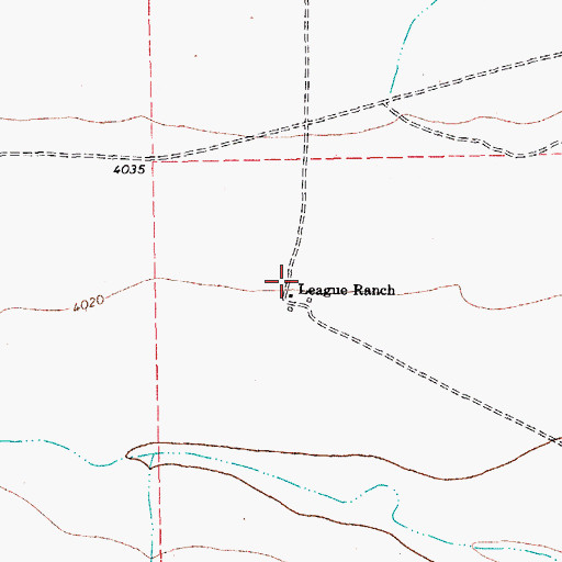 Topographic Map of League Ranch, TX