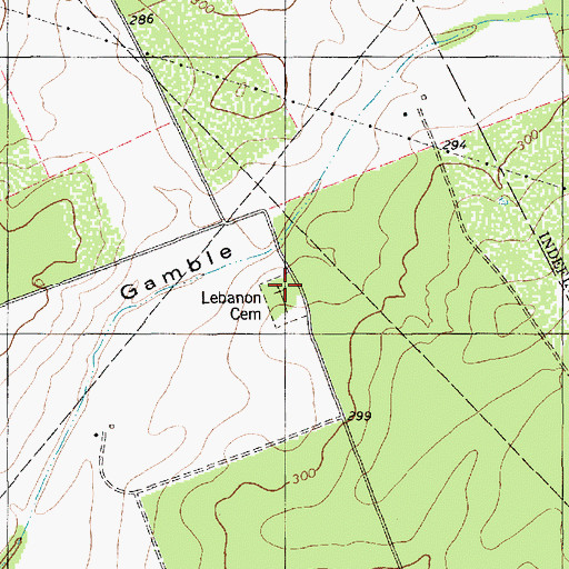 Topographic Map of Lebanon Cemetery, TX