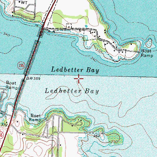 Topographic Map of Ledbetter Bay, TX