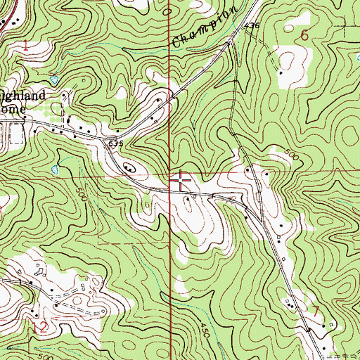 Topographic Map of Sugar Ridge Church, AL