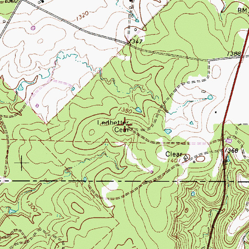 Topographic Map of Ledbetter Cemetery, TX