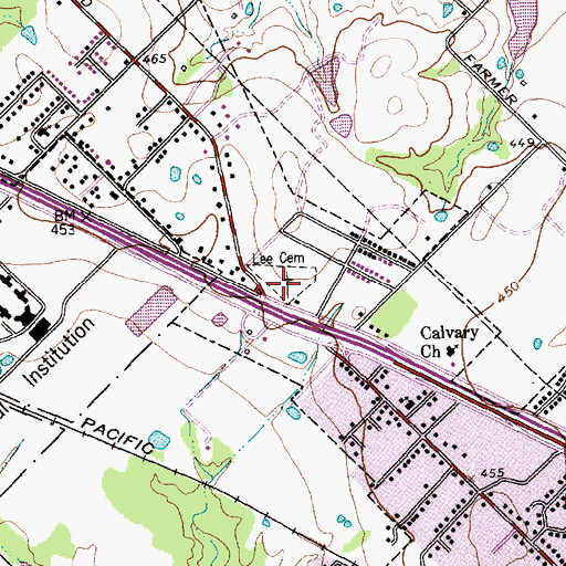 Topographic Map of Lee Cemetery, TX