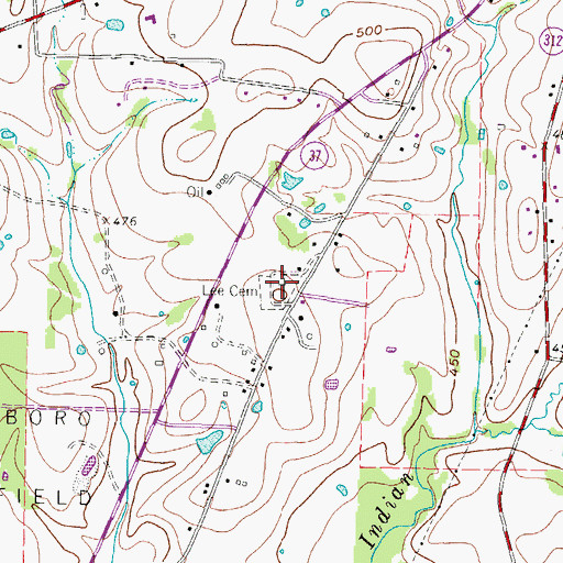 Topographic Map of Lee Cemetery, TX