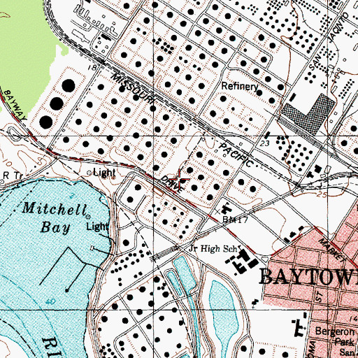 Topographic Map of Lee College, TX