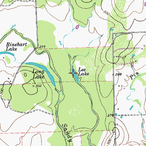 Topographic Map of Lee Lake, TX