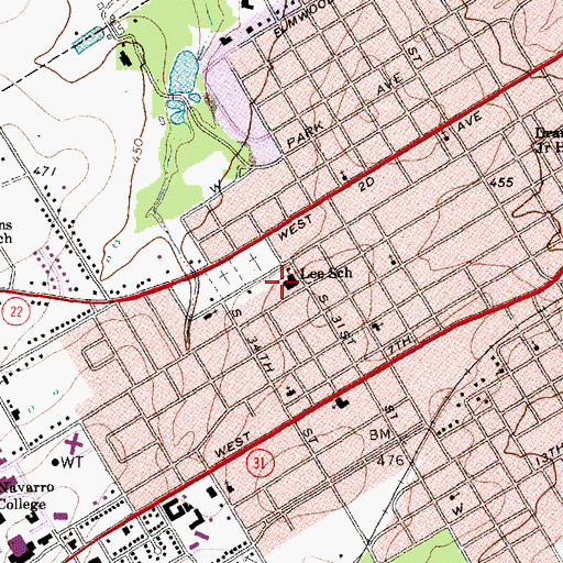 Topographic Map of Lee School, TX