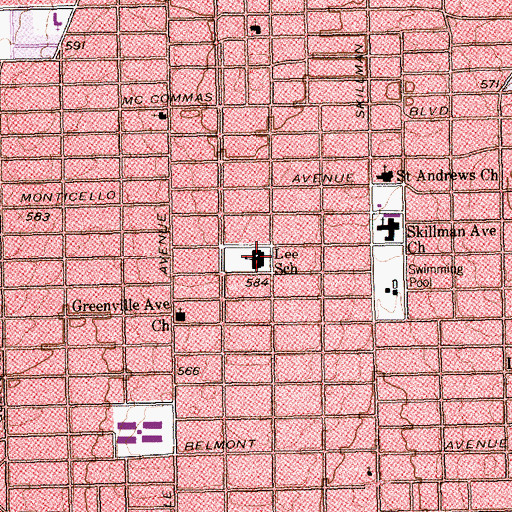Topographic Map of Lee School, TX