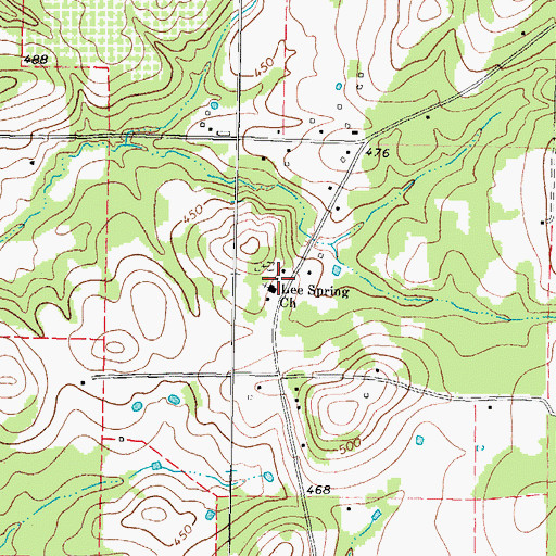 Topographic Map of Lee Spring Church, TX