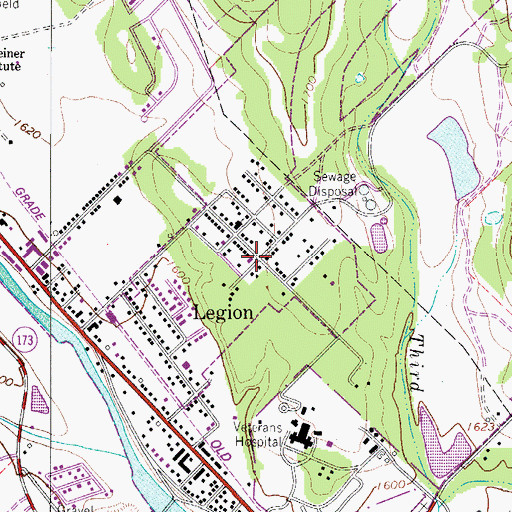 Topographic Map of Legion, TX
