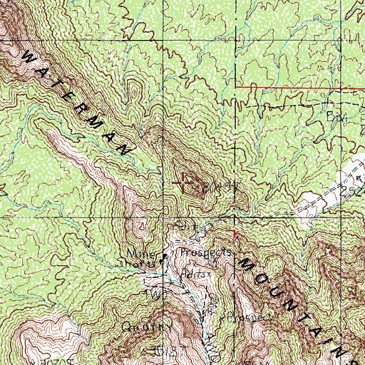 Topographic Map of Waterman Mountains, AZ