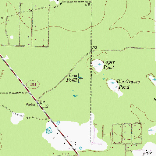 Topographic Map of Lem Pond, TX