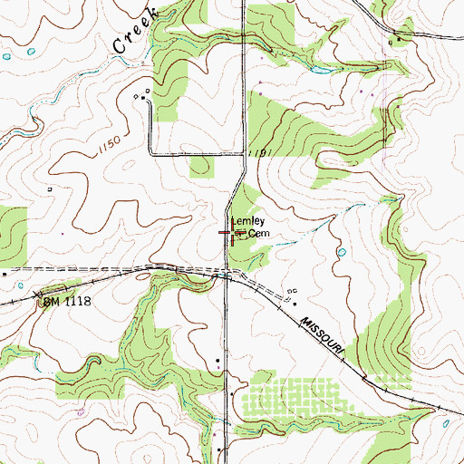 Topographic Map of Lemley Cemetery, TX