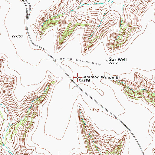 Topographic Map of Lemmon Windmill, TX