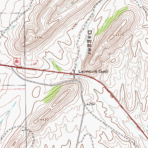 Topographic Map of Lemons Gap, TX