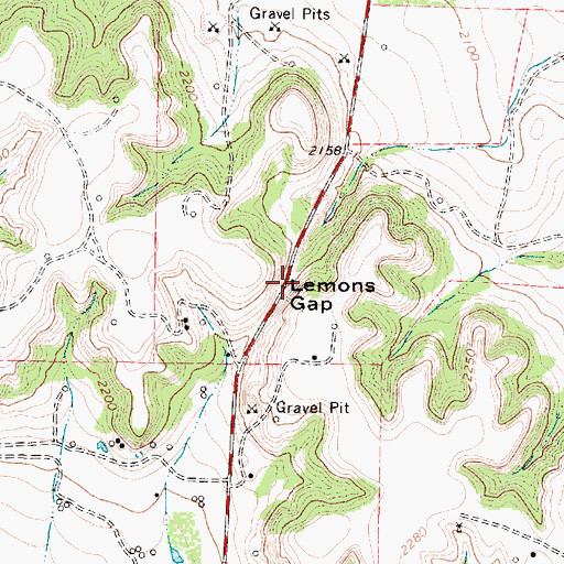 Topographic Map of Lemons Gap, TX
