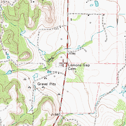 Topographic Map of Lemons Gap Cemetery, TX