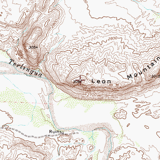 Topographic Map of Leon Mountain, TX