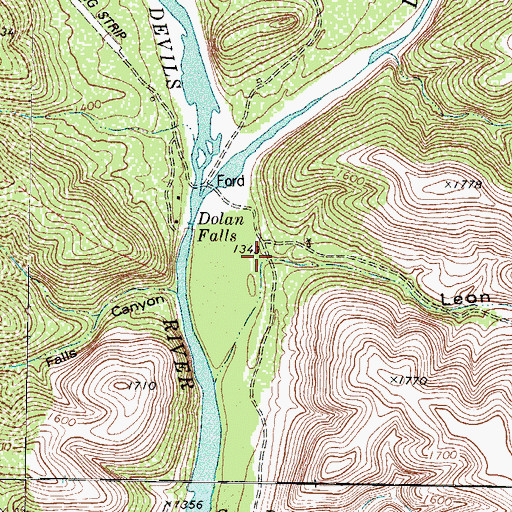 Topographic Map of Leon Spring Canyon, TX