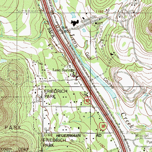Topographic Map of Leon Springs Church, TX