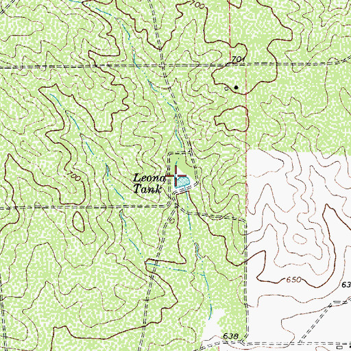 Topographic Map of Leona Tank, TX