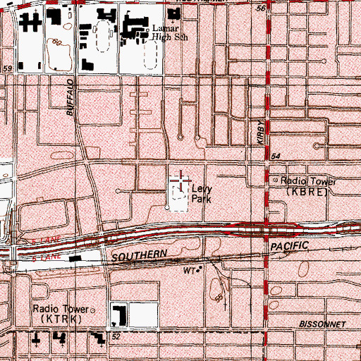 Topographic Map of Levy Park, TX