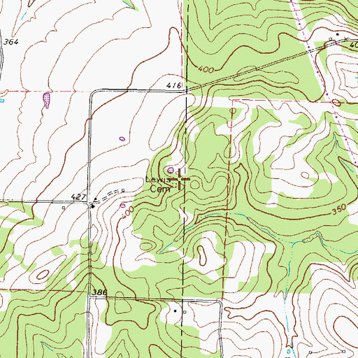 Topographic Map of Lewis Cemetery, TX