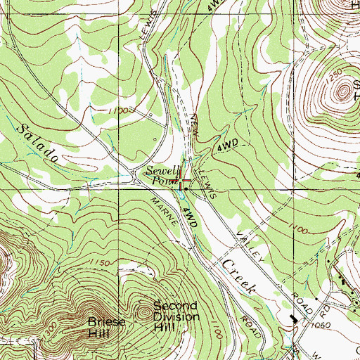 Topographic Map of Lewis Creek, TX