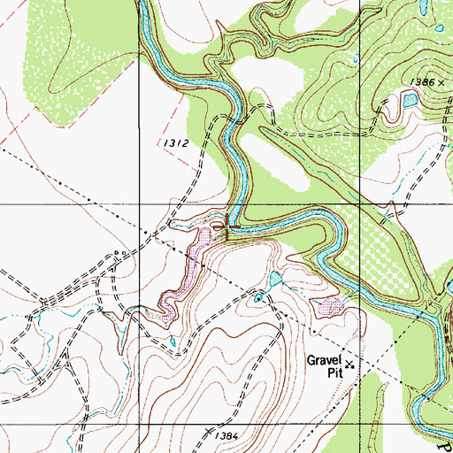 Topographic Map of Lewis Creek, TX