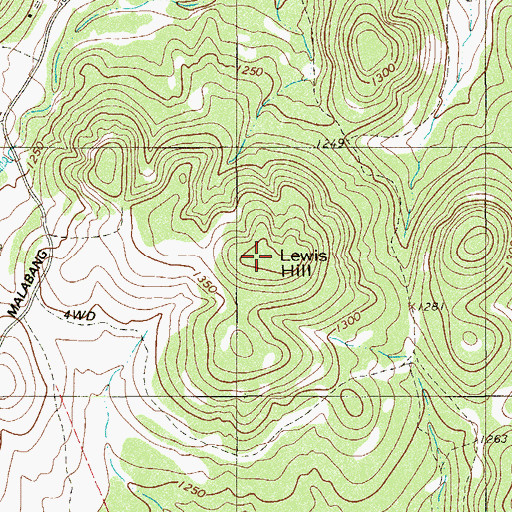 Topographic Map of Lewis Hill, TX