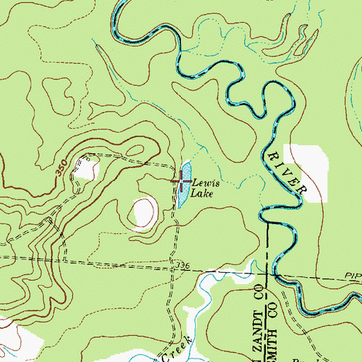 Topographic Map of Lewis Lake, TX