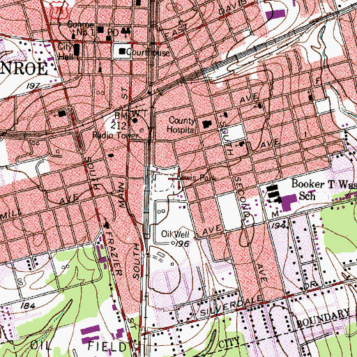 Topographic Map of Lewis Park, TX