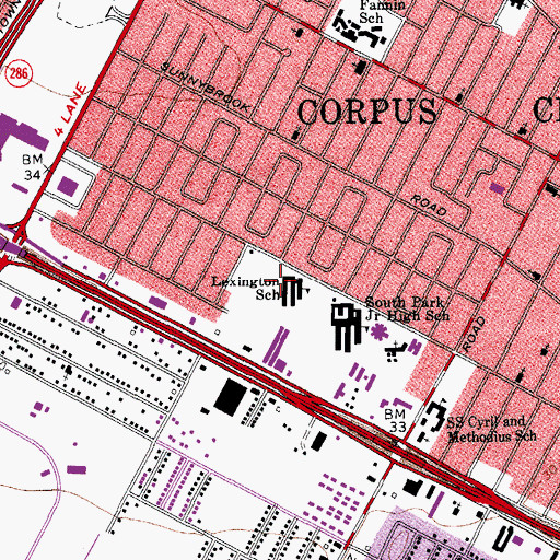 Topographic Map of Lexington School, TX