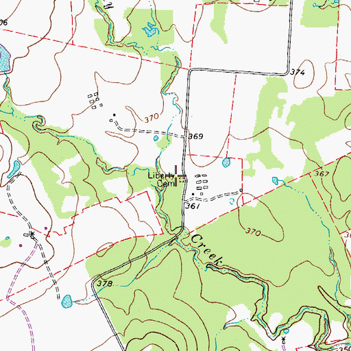 Topographic Map of Liberty Cemetery, TX