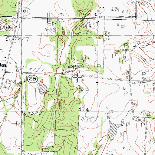 Topographic Map of Liberty Cemetery, TX