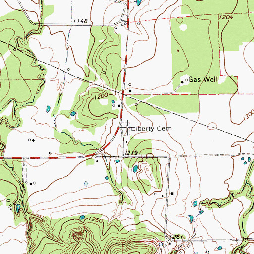 Topographic Map of Liberty Cemetery, TX