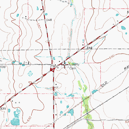 Topographic Map of Liberty Cemetery, TX