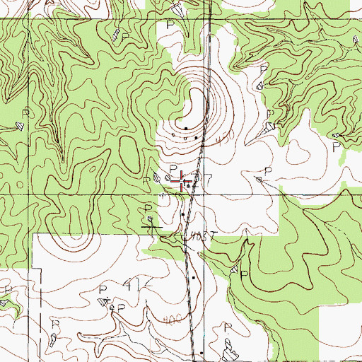Topographic Map of Liberty Church, TX