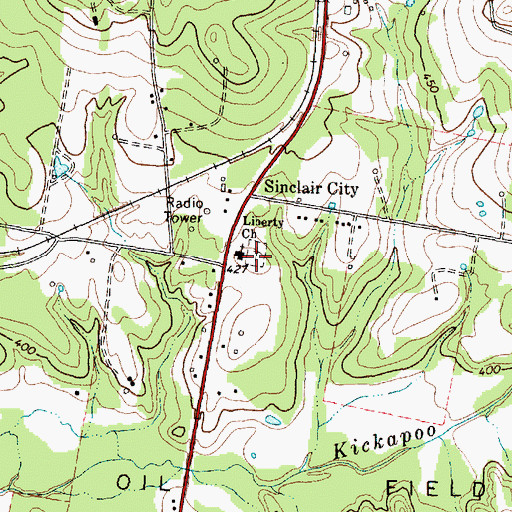 Topographic Map of Liberty Church, TX