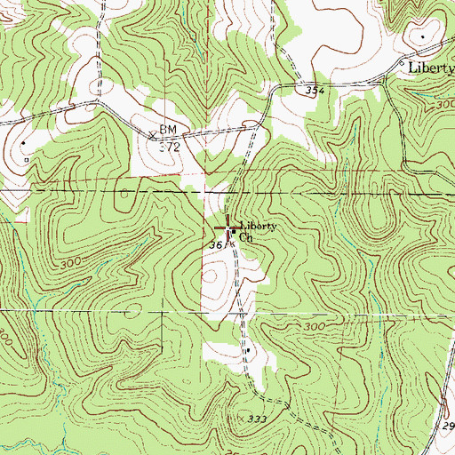 Topographic Map of Liberty Church, TX